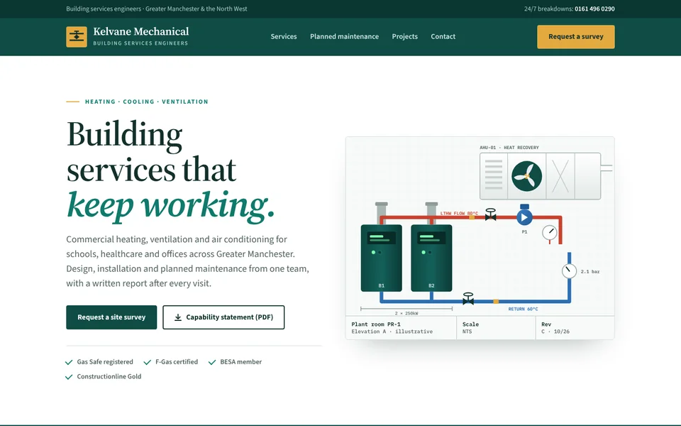 Kelvane Mechanical concept homepage